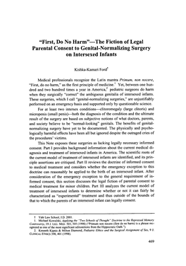 The Fiction of Legal Parental Consent to Genital-Normalizing Surgery on Intersexed Infants