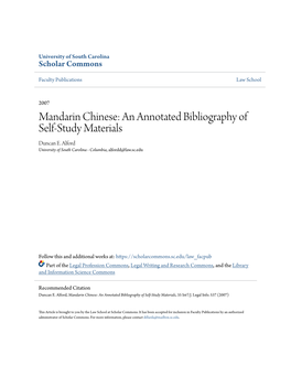 Mandarin Chinese: an Annotated Bibliography of Self-Study Materials Duncan E
