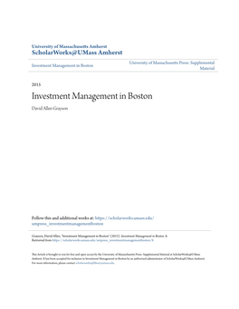 Investment Management in Boston Material