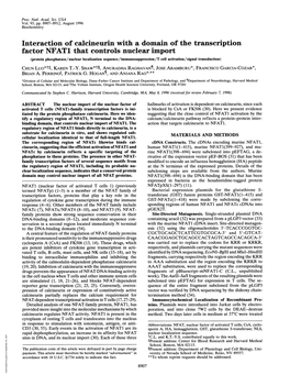 Interaction of Calcineurin with a Domain of Thetranscription Factor NFAT1 That Controls Nuclear Import
