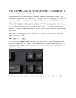 HDG Ultimate Guide to Taking Screenshots in Windows 10