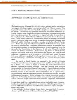 An Orthodox Social Gospel in Late-Imperial Russia∗