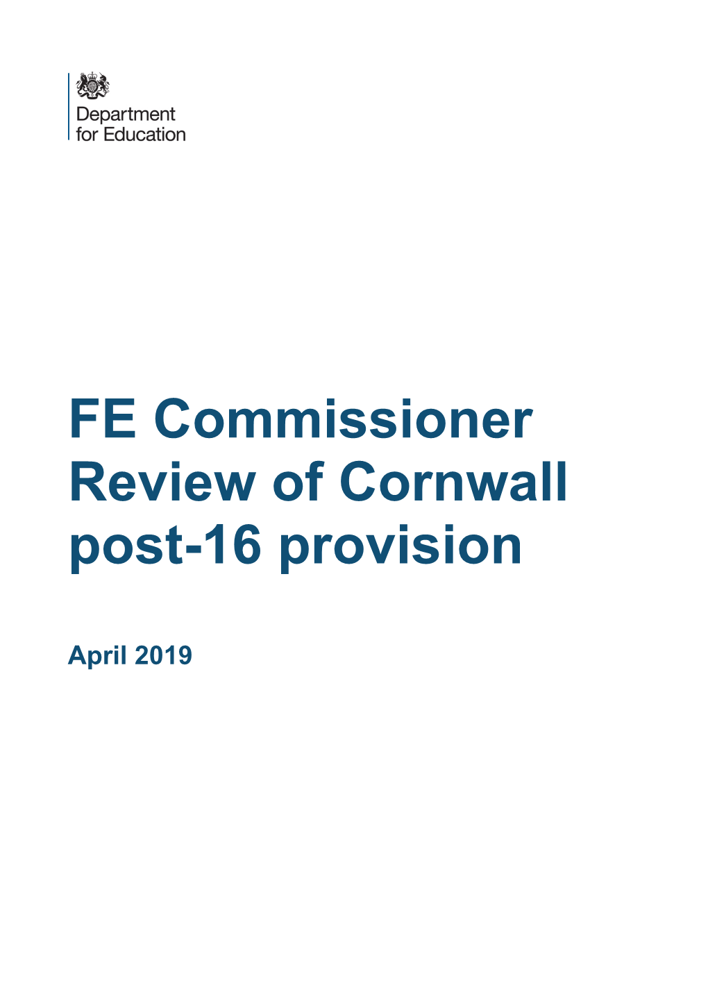 FE Commissioner Review of Cornwall's Post-16 Provision