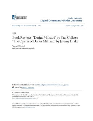 The Operas of Darius Milhaud" by Jeremy Drake Wayne C