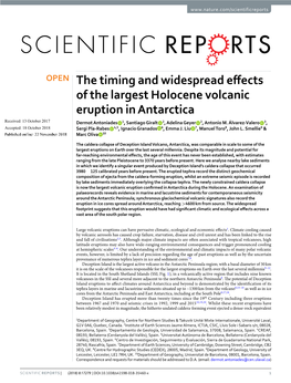 The Timing and Widespread Effects of the Largest Holocene Volcanic