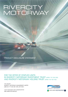 Rivercity Motorway Rivercity Rivercity Motorway Product Disclosure Statement Disclosure Product