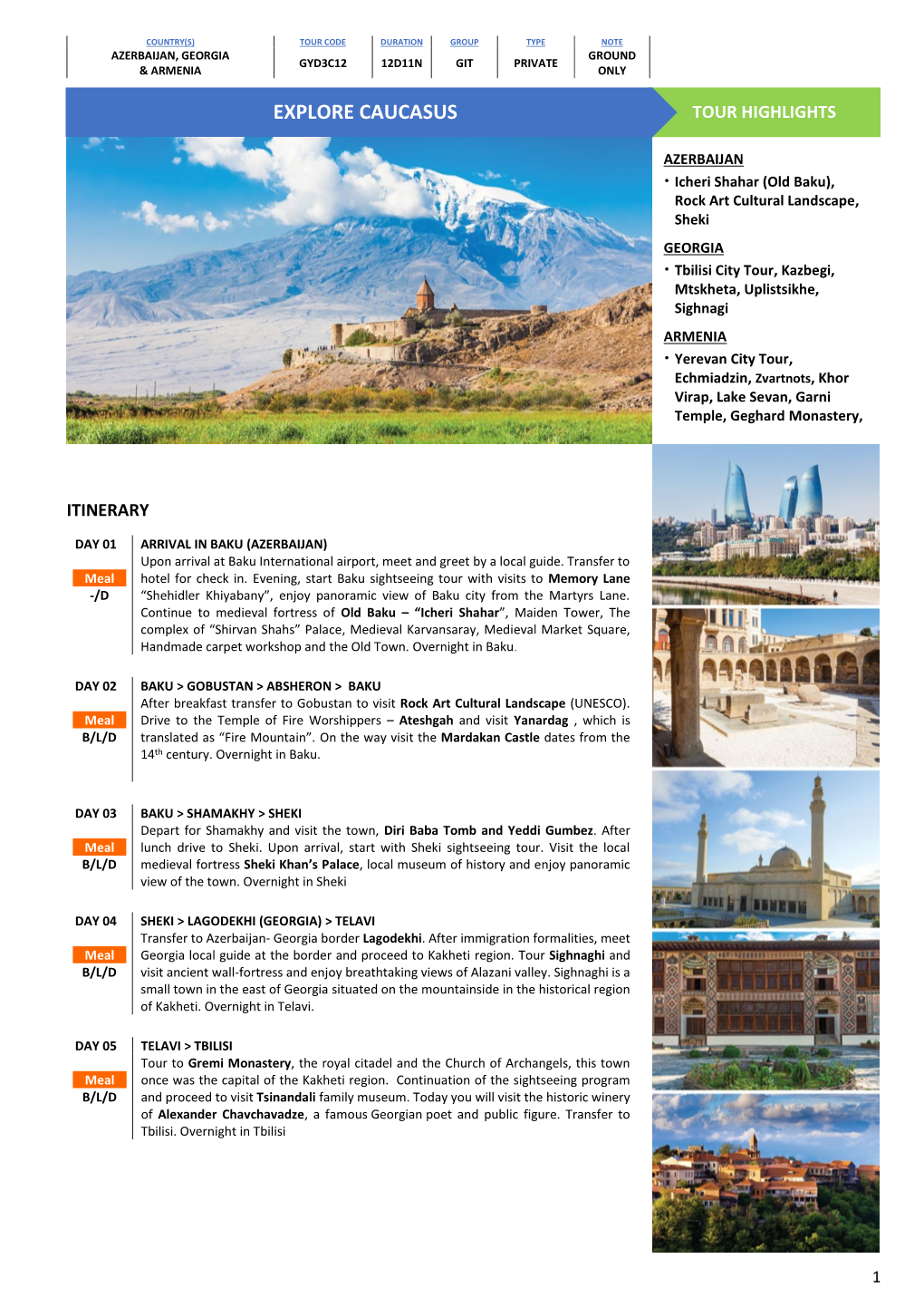 Explore Caucasus Tour Highlights