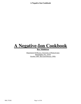 A Negative-Ion Cookbook Roy Middleton