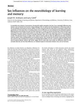 Sex Influences on the Neurobiology of Learning and Memory Joseph M