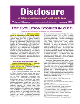 Top Evolution Stories in 2015 Three Science Tabloids Picked the Top Evolution Stories