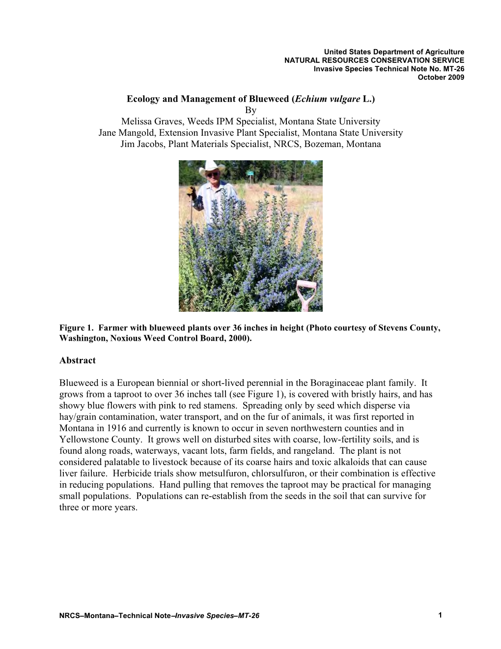Montana Invasive Plant Species Technical Note