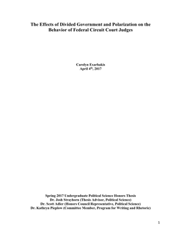 The Effects of Divided Government and Polarization on the Behavior of Federal Circuit Court Judges