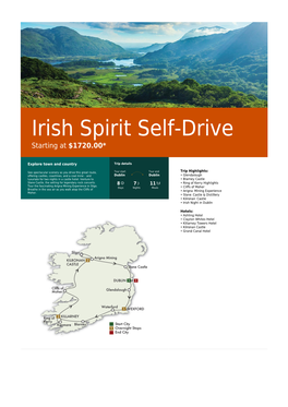 Irish Spirit Self-Drive Starting at $1720.00*