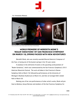 World Premiere of Meredith Monk's 'Realm Variations' By