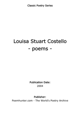 Louisa Stuart Costello - Poems