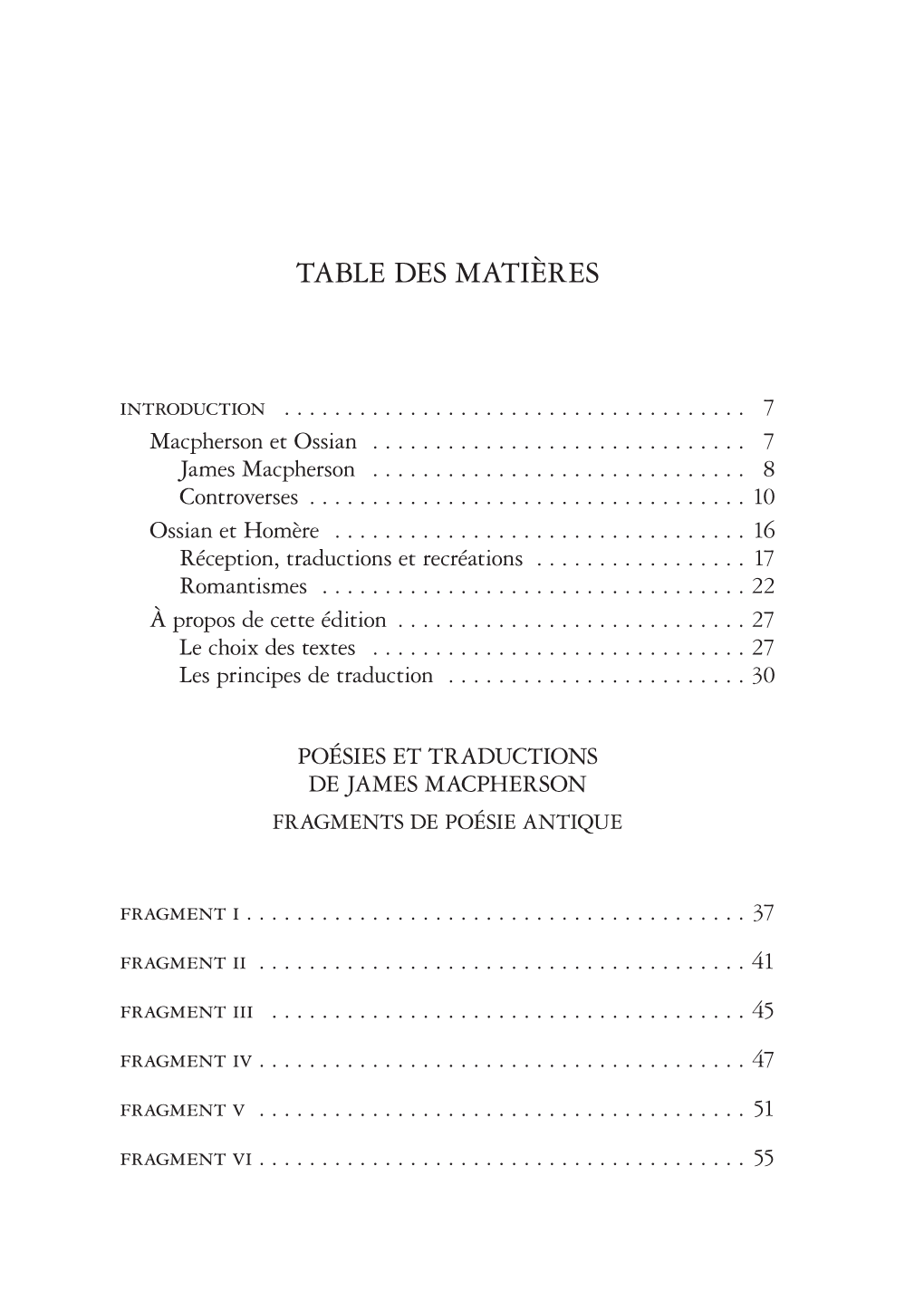 Table Des Matières