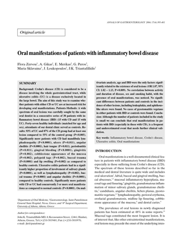 Oral Manifestations of Patients with Inflammatory Bowel Disease