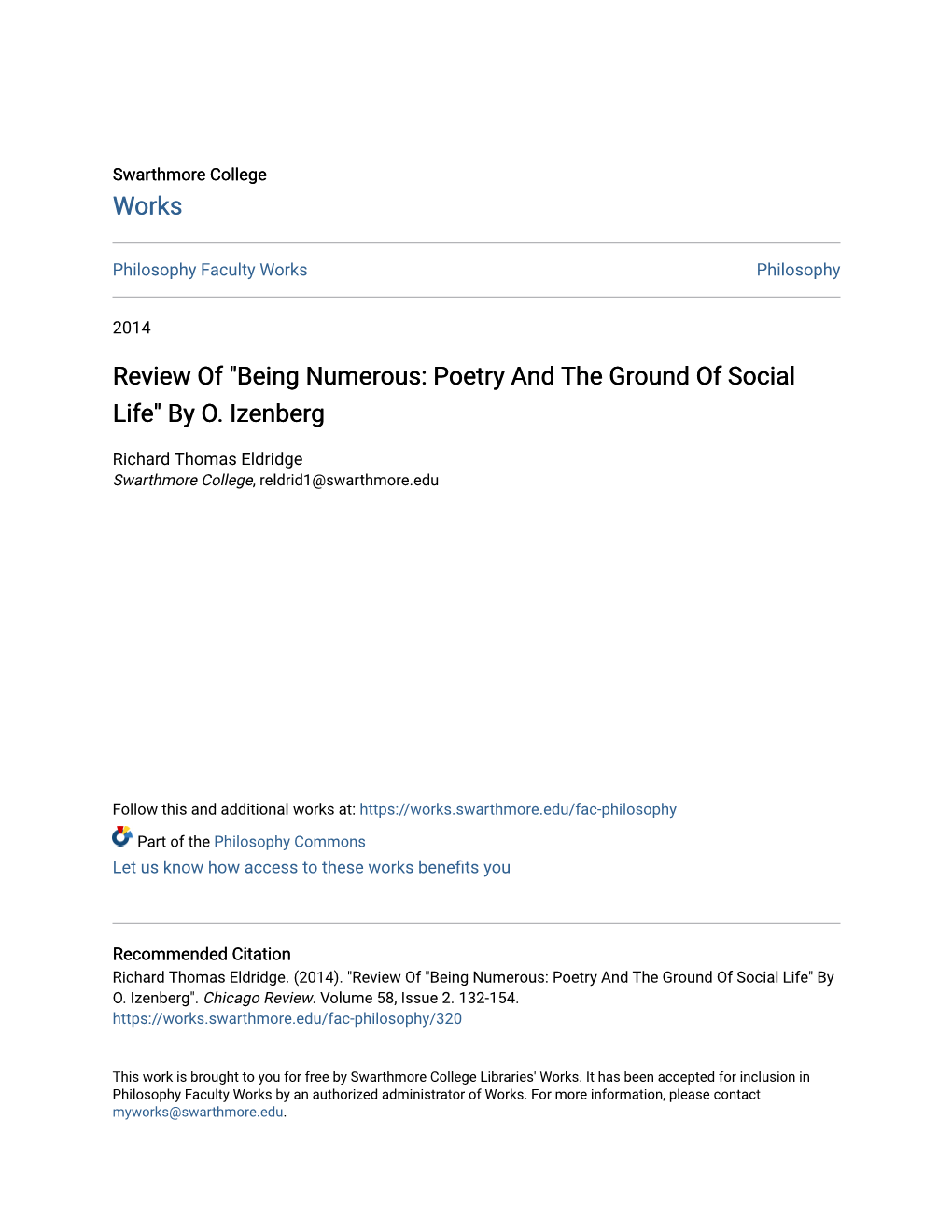 Review Of" Being Numerous: Poetry and the Ground of Social Life" By