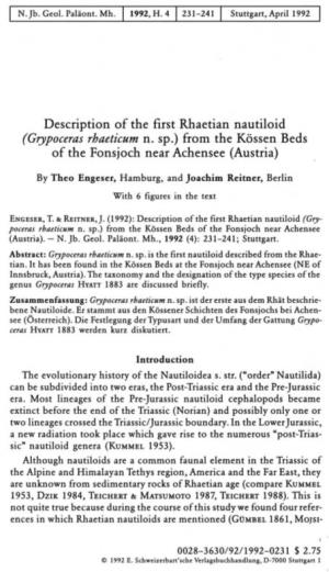 Description of the First Rhaetian Nautiloid (Grypoceras Rhaeticum N