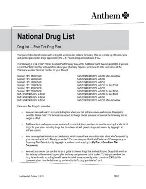 National Drug List Drug List — Four Tier Drug Plan