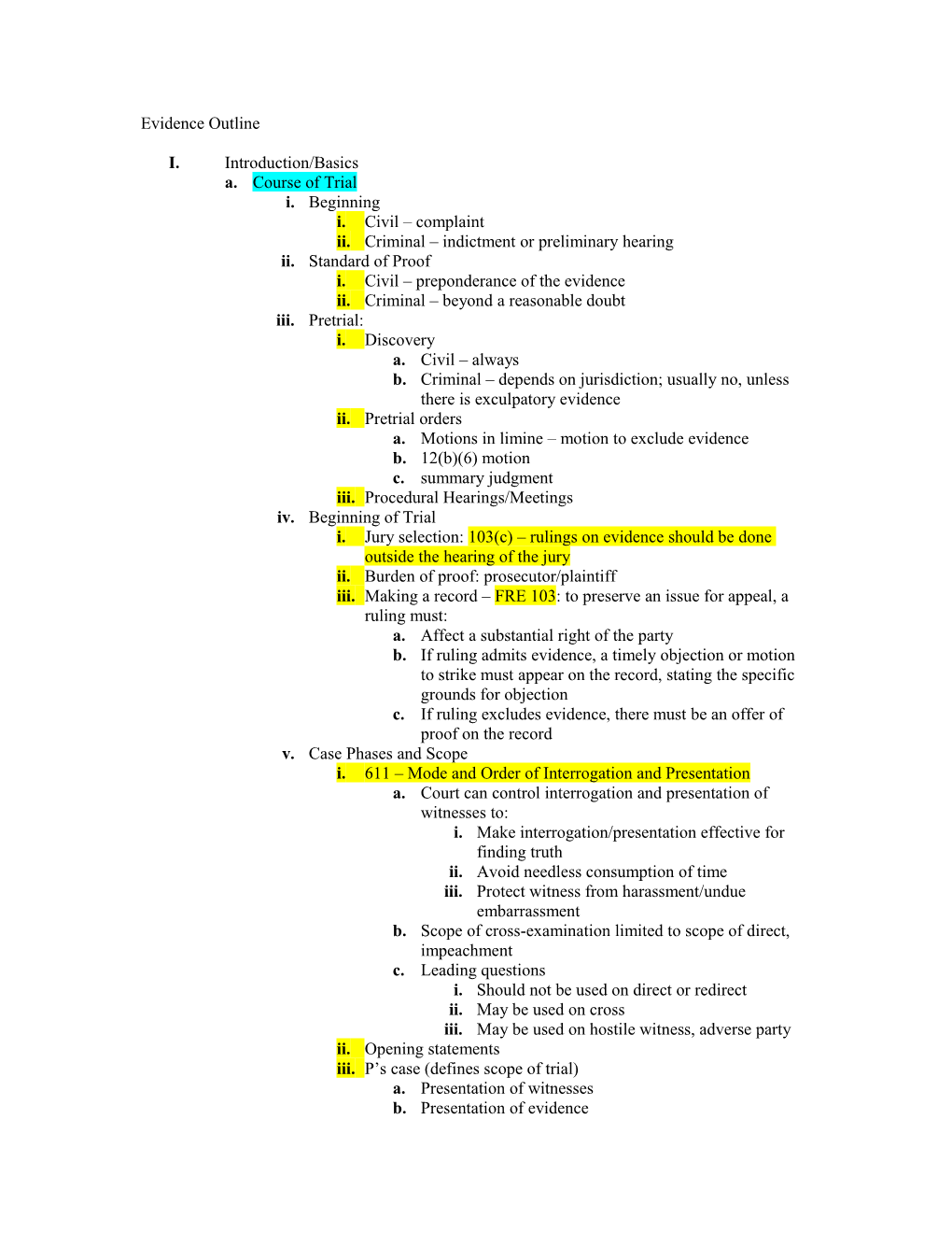 Evidence Outline s2