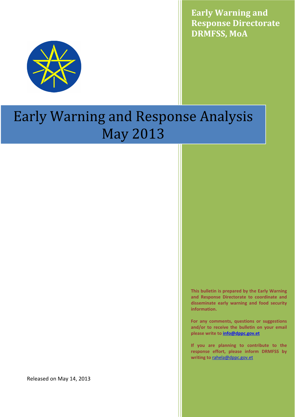 Early Warning and Response Analysis May 2013