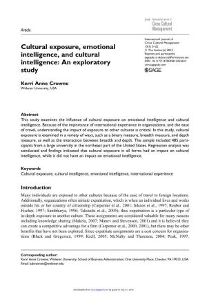 Cultural Exposure, Emotional Intelligence, and Cultural Intelligence
