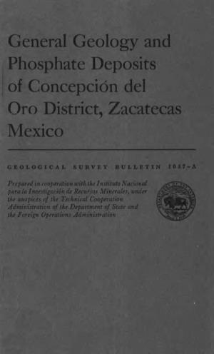 General Geology and Phosphate Deposits 1 of Conception Del Oro District, Zacatecas Mexico