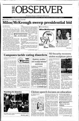 Milos/Mckeough Sweep Presidential Bid by LORI ALLEN Hands