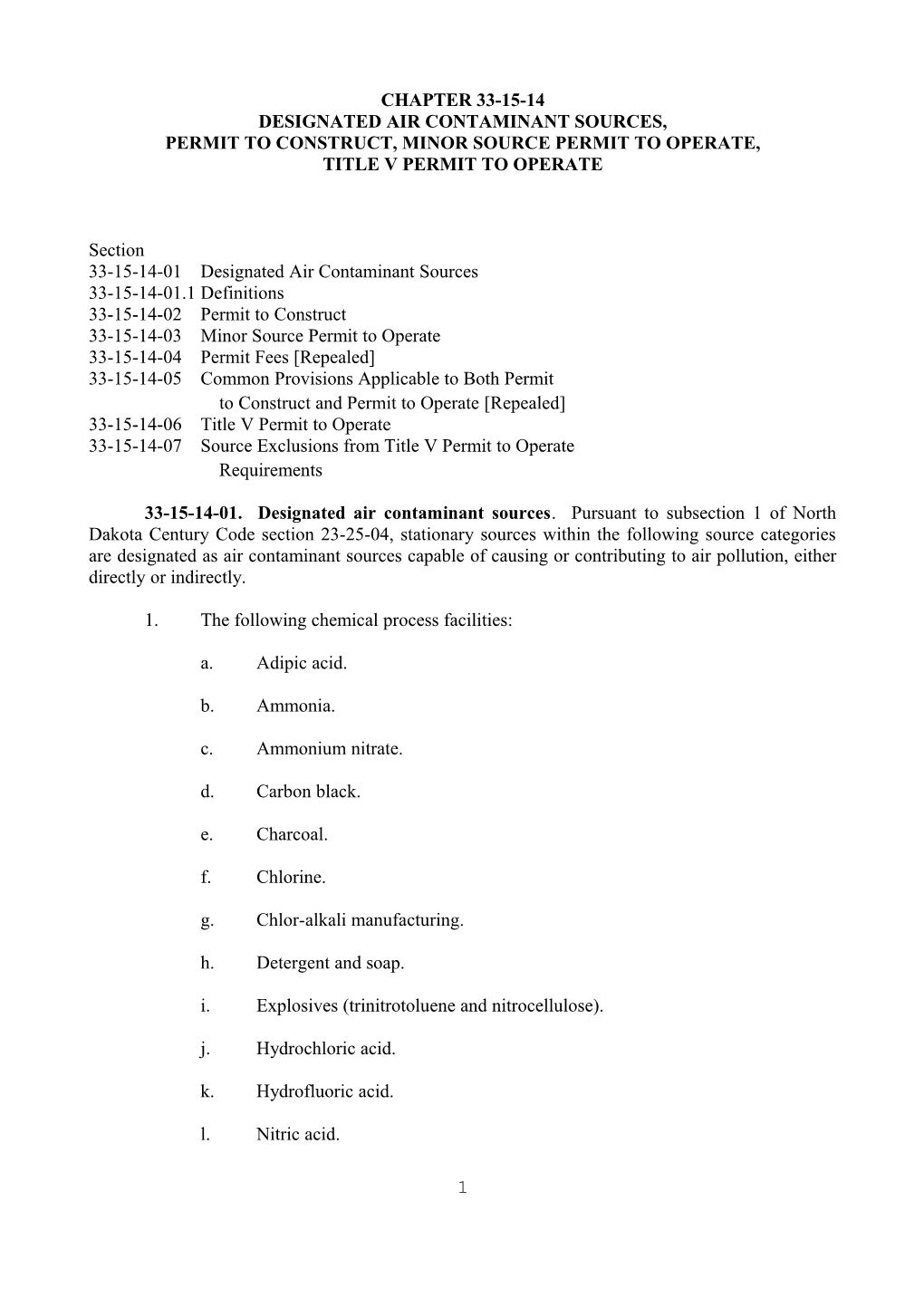 Designated Air Contaminant Sources