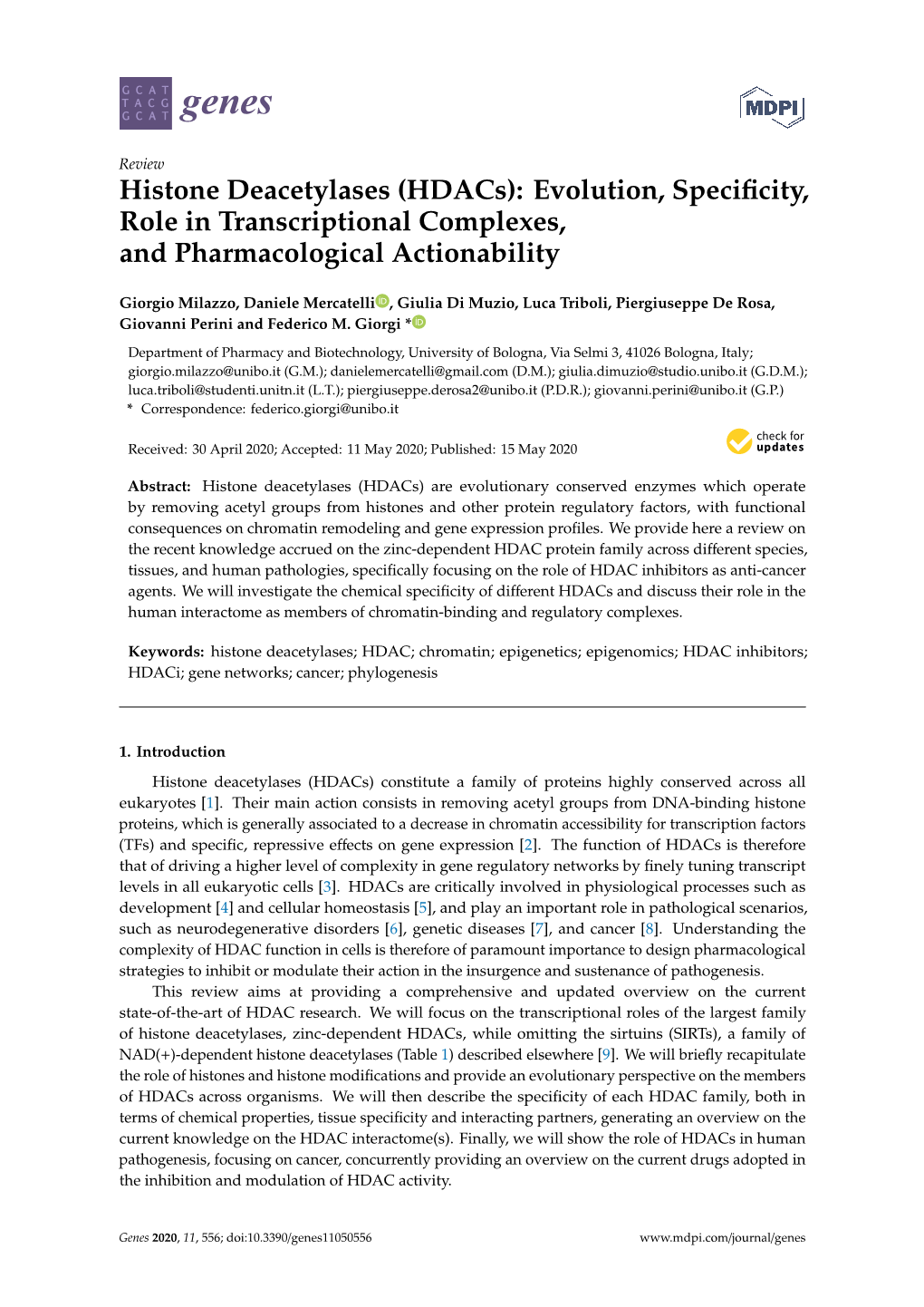 Histone Deacetylases (Hdacs): Evolution, Specificity, Role In