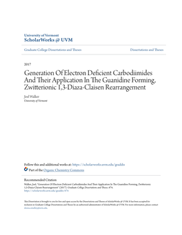 Generation of Electron Deficient Carbodiimides and Their