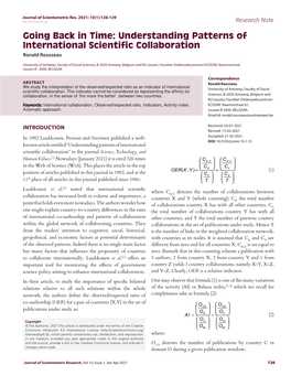 Understanding Patterns of International Scientific Collaboration Ronald Rousseau