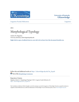 Morphological Typology Andrew R