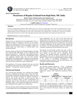 Occurrence of Regular Echinoid from Bagh Beds, MP, India