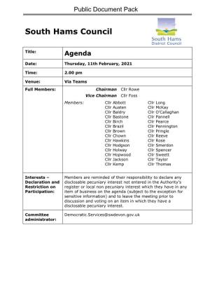 (Public Pack)Agenda Document for South Hams Council, 11/02/2021