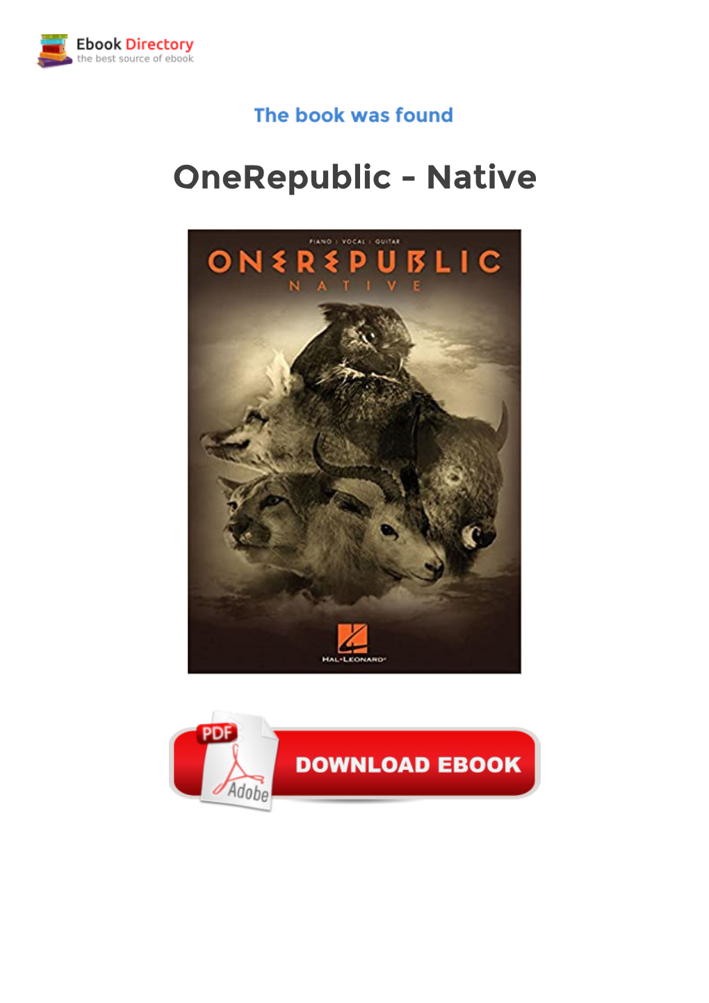 Ebook Free Onerepublic - Native (Piano/Vocal/Guitar Artist Songbook)