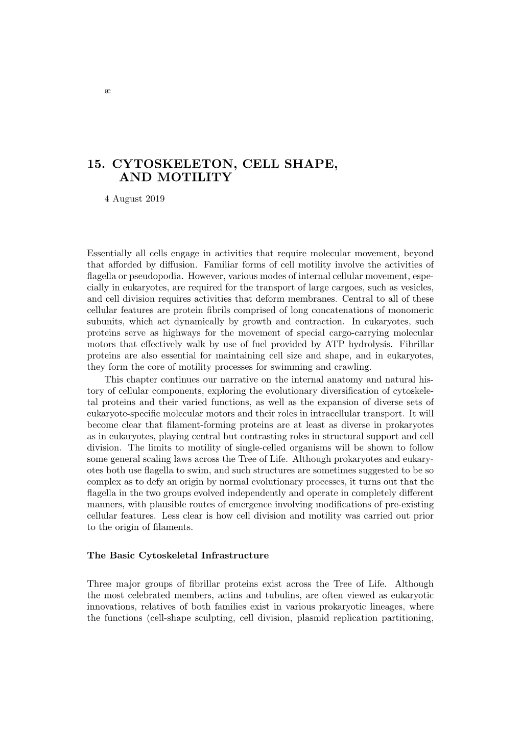 15. Cytoskeleton, Cell Shape, and Motility