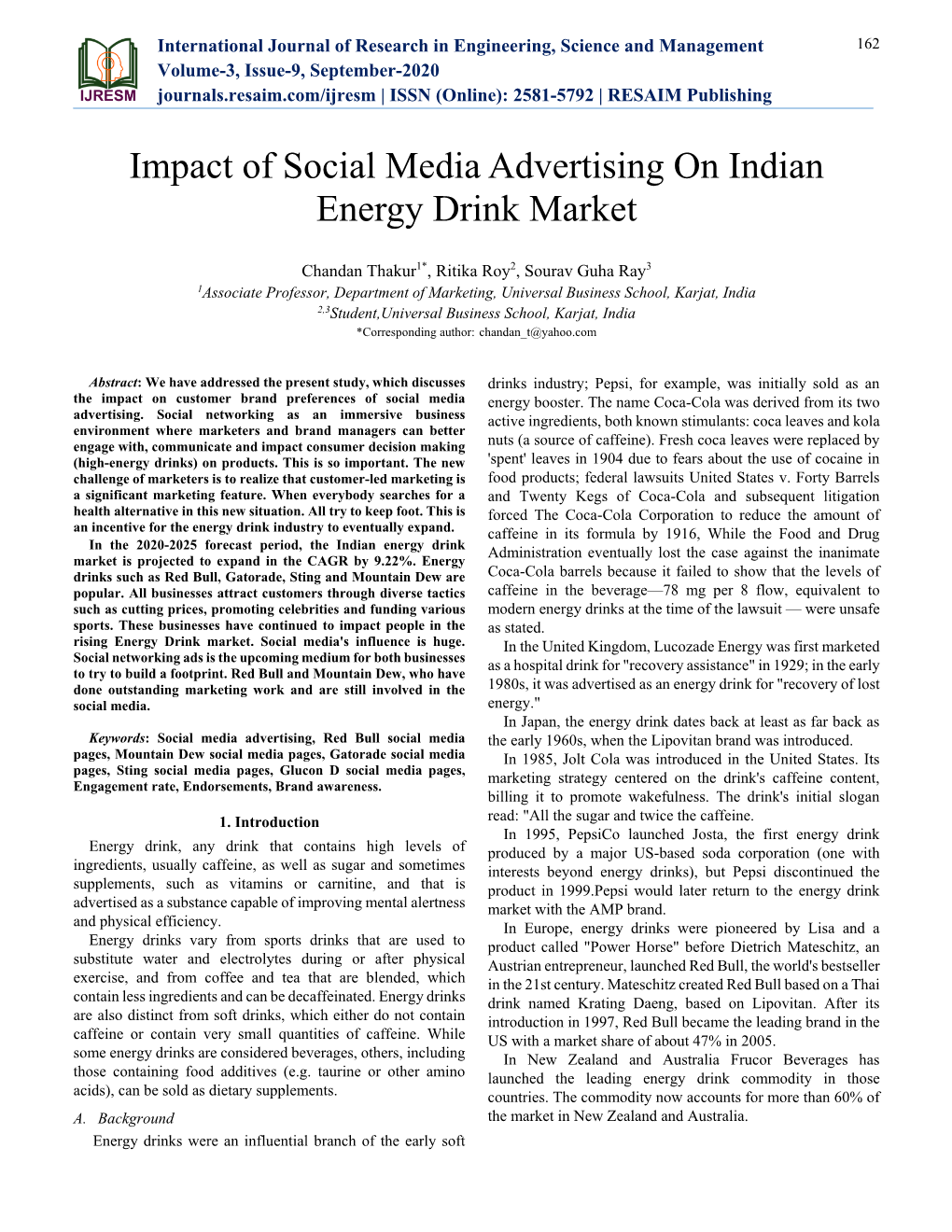 Impact of Social Media Advertising on Indian Energy Drink Market