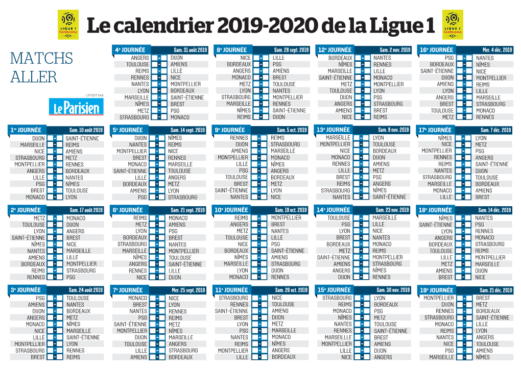 SPO Calendrier Ligue 1 2019 2020 Pour