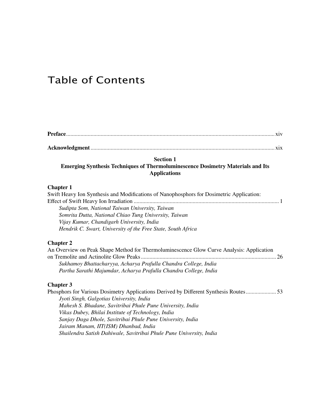 Table of Contents