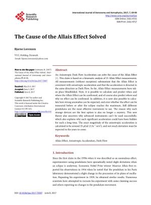 The Cause of the Allais Effect Solved