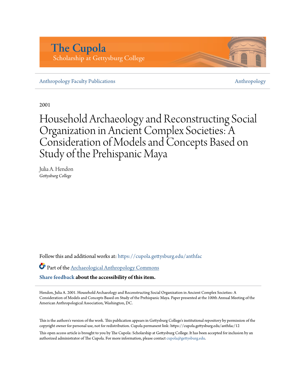 Household Archaeology and Reconstructing Social Organization