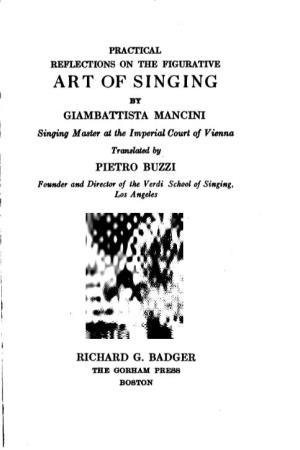 Practical Reflections on the Figurative Art of Singing