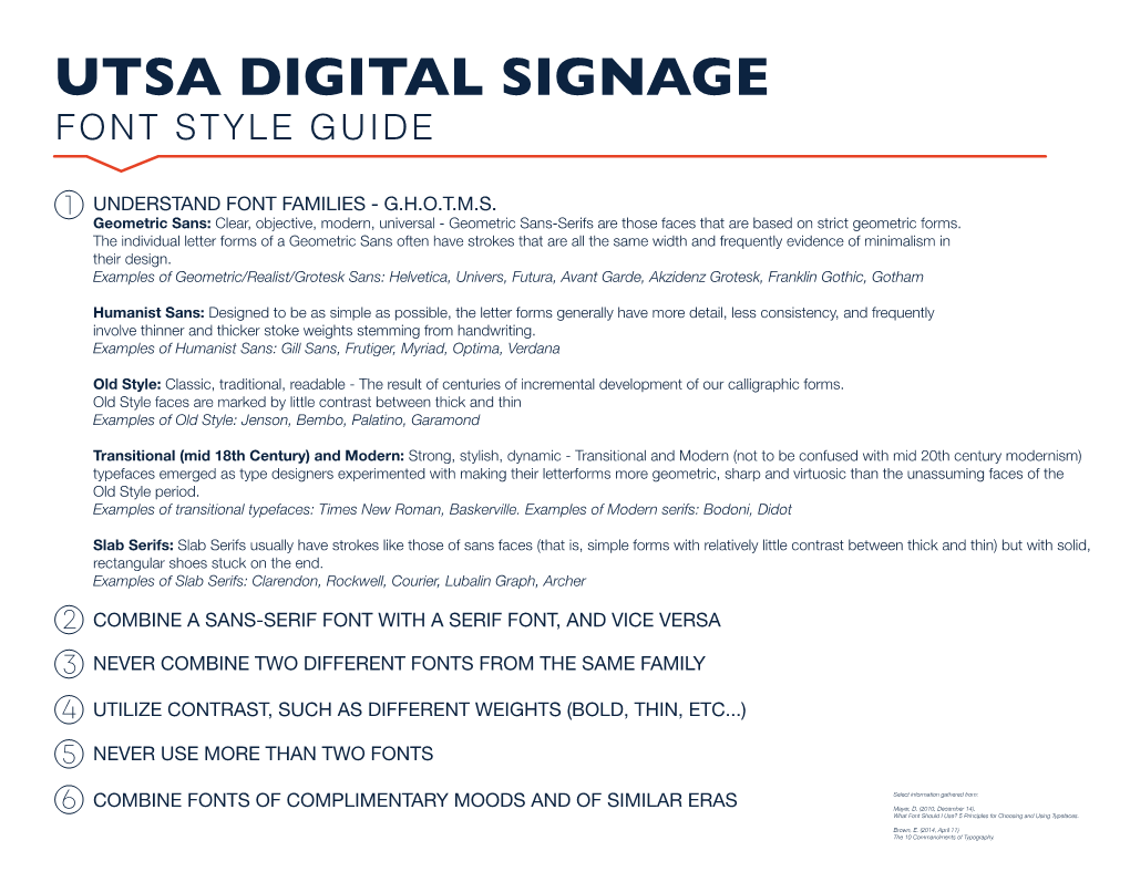 Utsa Digital Signage Font Style Guide