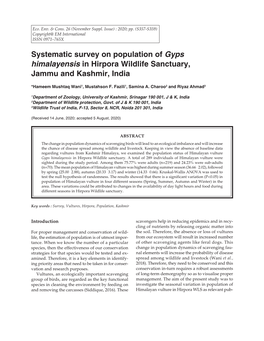 Systematic Survey on Population of Gyps Himalayensis in Hirpora Wildlife Sanctuary, Jammu and Kashmir, India