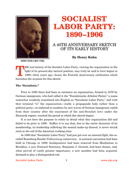 Socialist Labor Party: 1890-1906(Pdf)