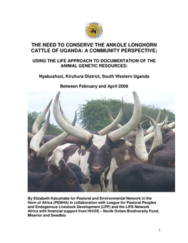 The Need to Conserve the Ankole Longhorn Cattle of Uganda: a Community Perspective;