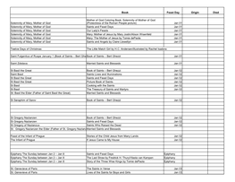 Book Feast Day Origin Died Solemnity of Mary, Mother