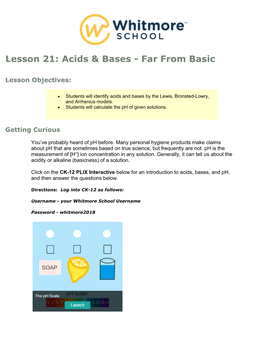 Lesson 21: Acids & Bases